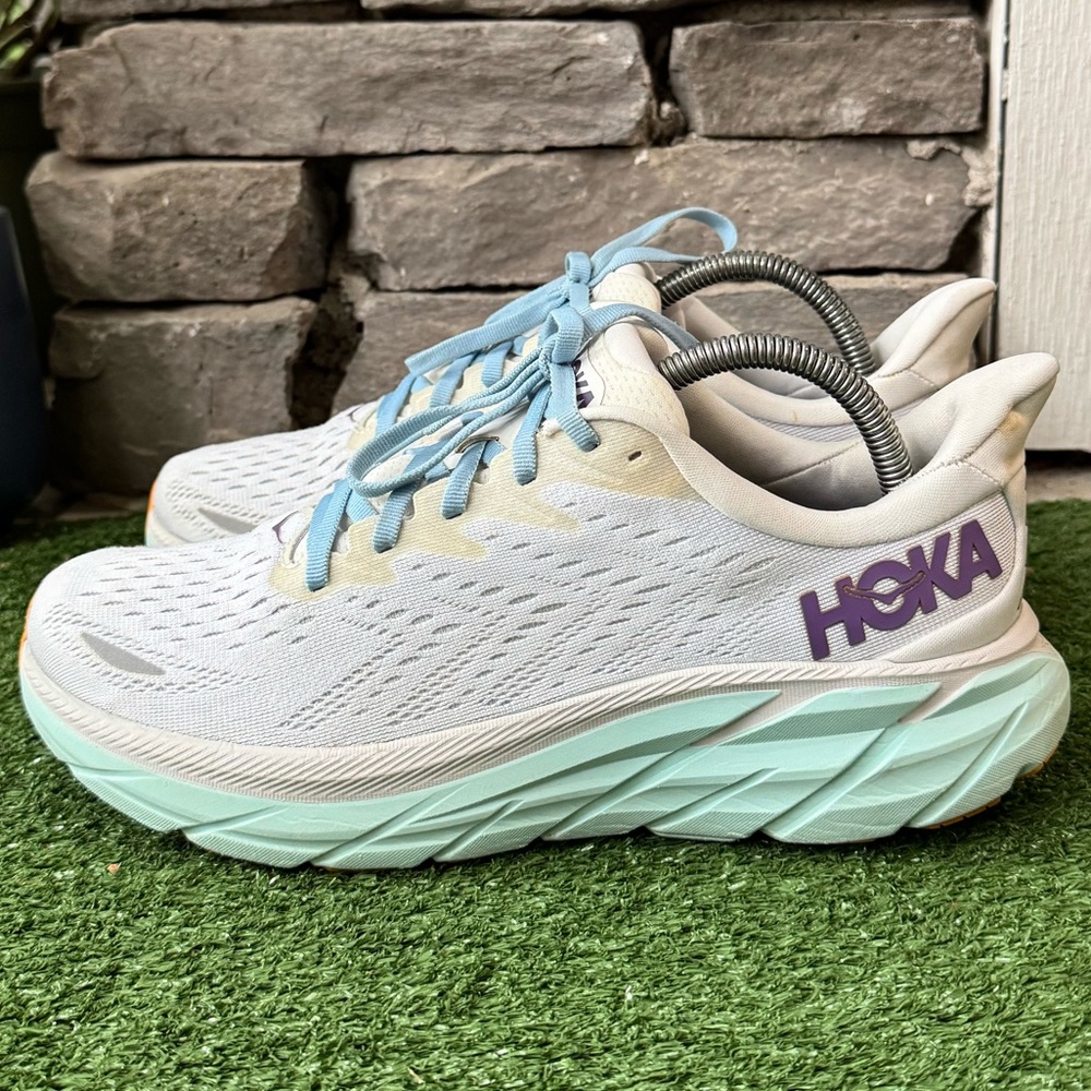 Hoka One One Women's Sneakers in Light Blue and White
